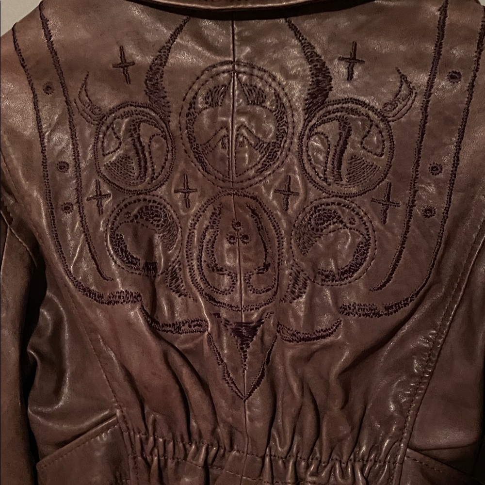 Diesel Brown Leather Women's Jacket - Picture 4 of 5